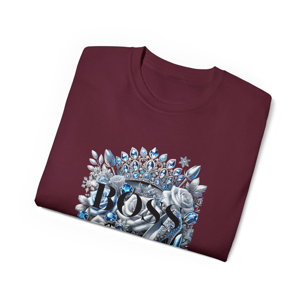 Boss Lady Tee — Women's Empowerment Graphic T‑Shirt (Crown & Roses Design)