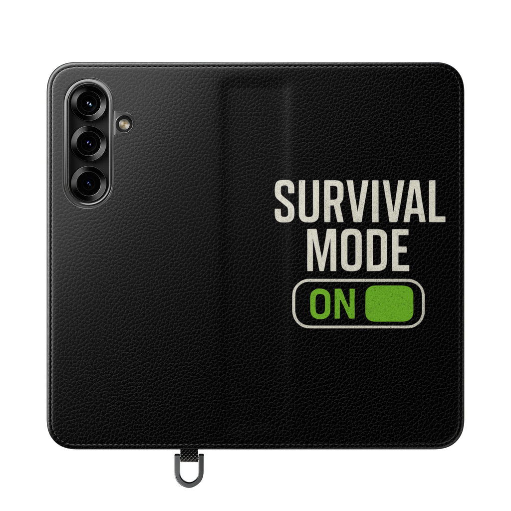 Survival Mode On Flip Phone Case — Wallet Flip Case with 'Survival Mode' Design