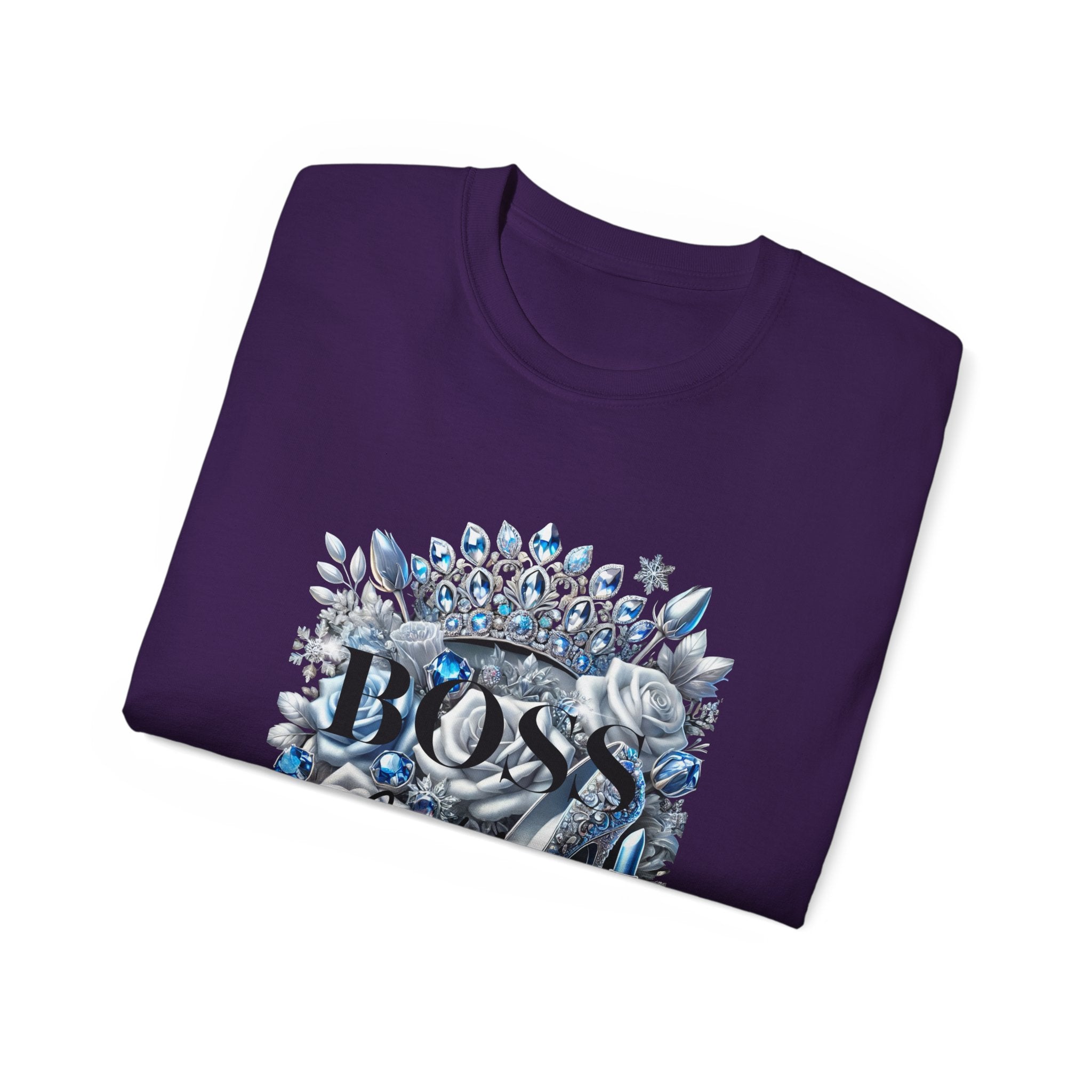 Boss Lady Tee — Women's Empowerment Graphic T‑Shirt (Crown & Roses Design)