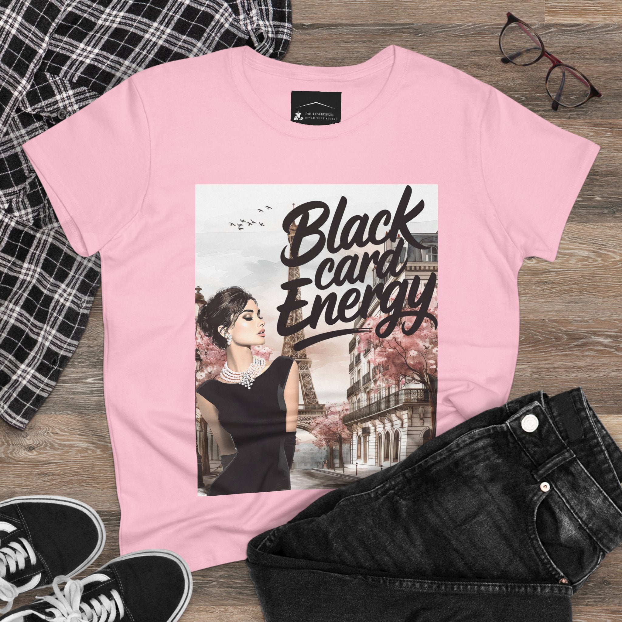 Black Card Energy Women's Tee — Vintage Glam Graphic T-Shirt