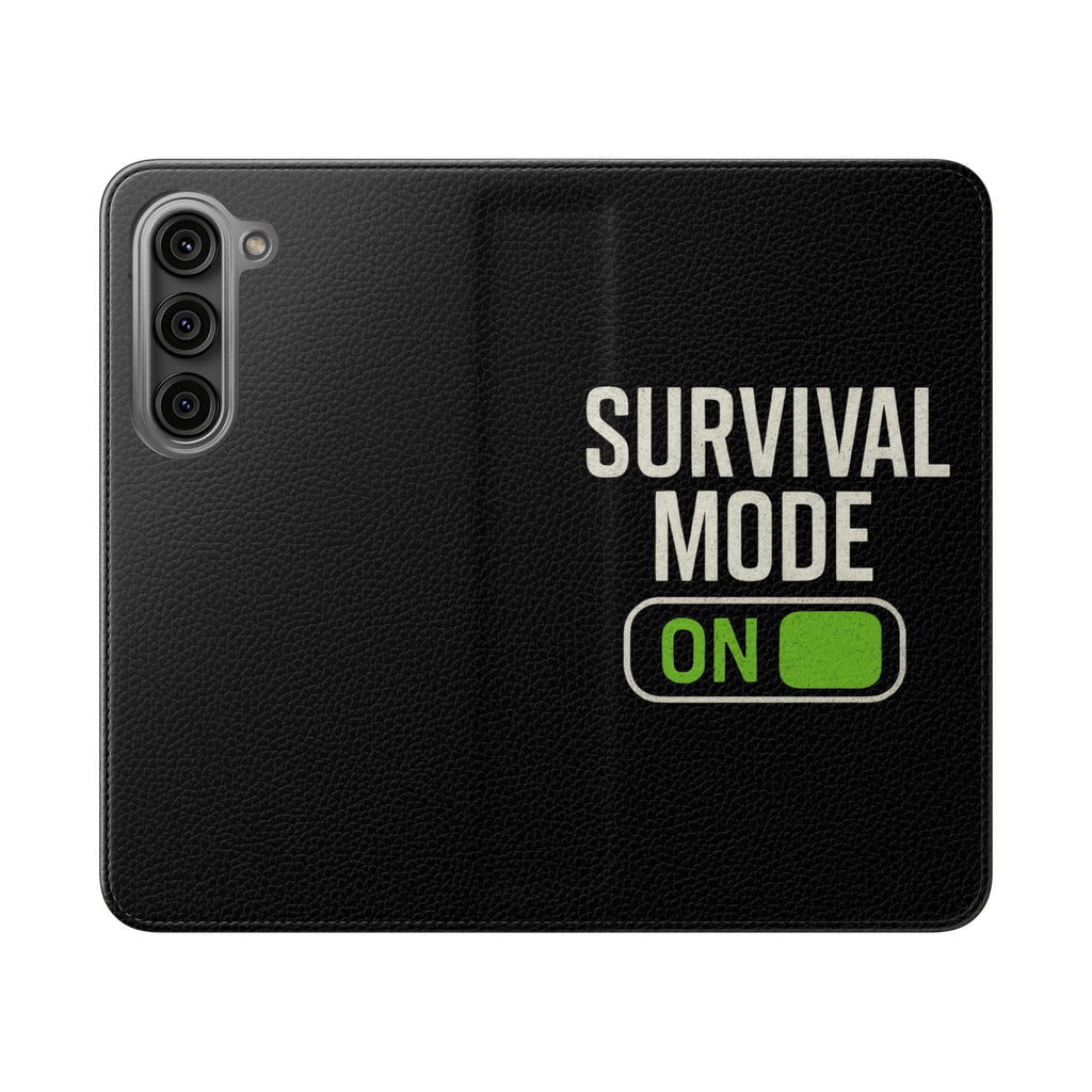 Survival Mode On Flip Phone Case — Wallet Flip Case with 'Survival Mode' Design