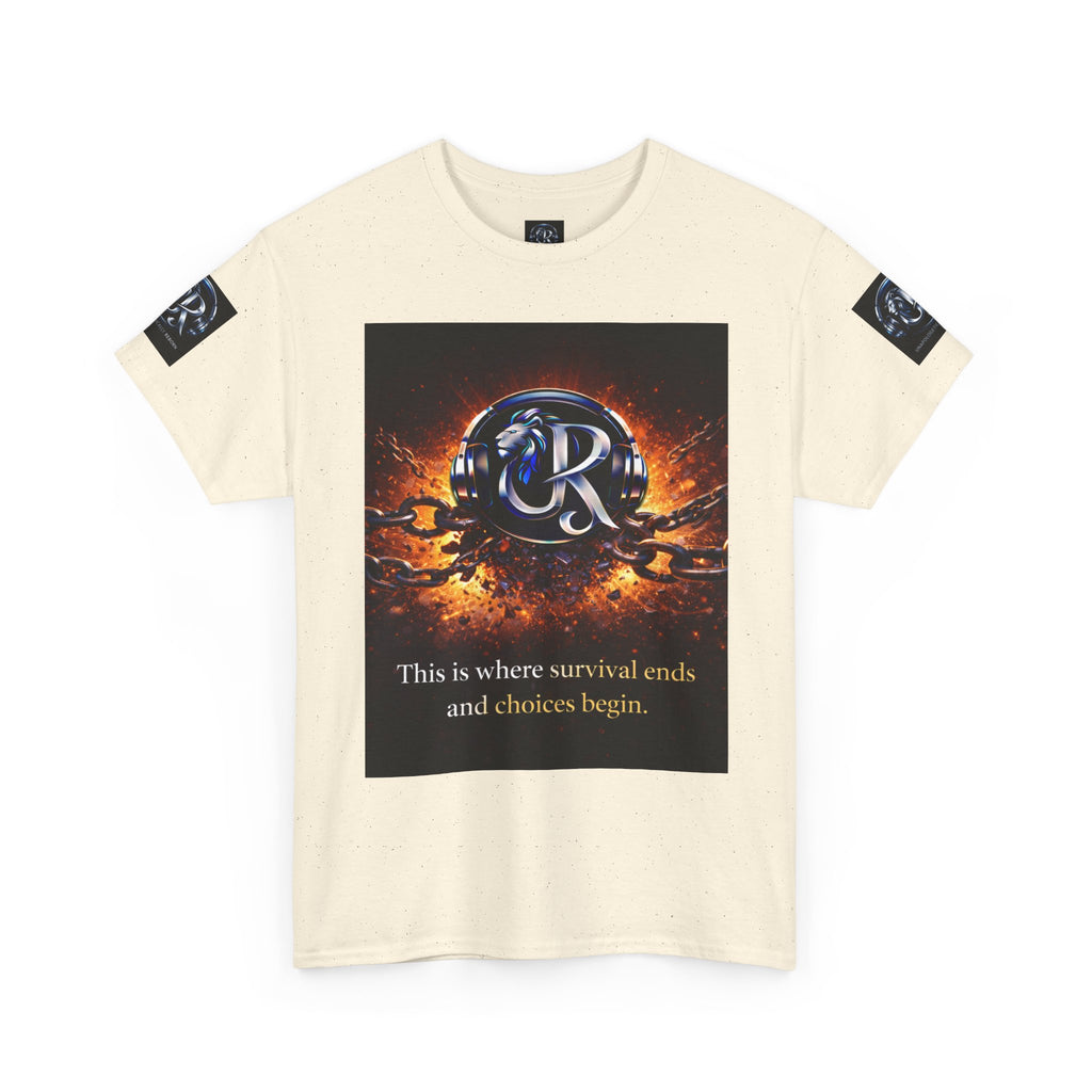 Graphic Tee — 'This is where survival ends and choices begin' Emblem