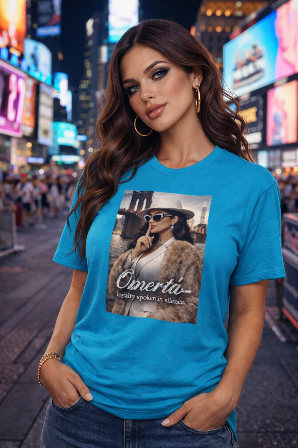 Omertà Graphic Tee - Vintage Femme Noir Fashion T-Shirt, White Suit