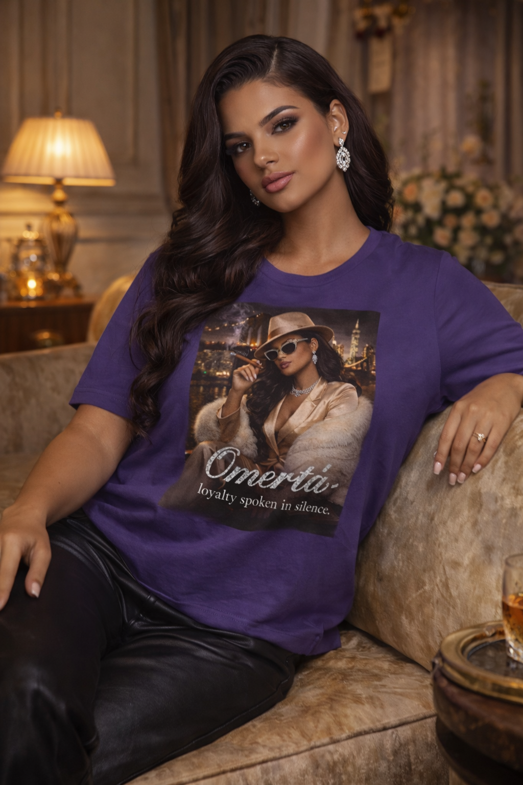 Omertà Graphic T‑Shirt — Vintage Mafia Femme Fatale Tee