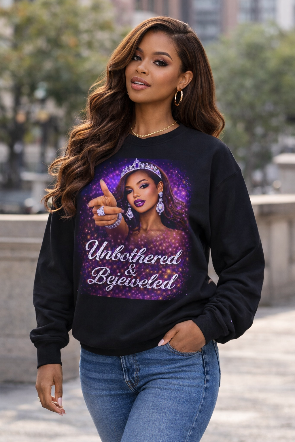 Unbothered & Bejeweled Long Sleeve Tee