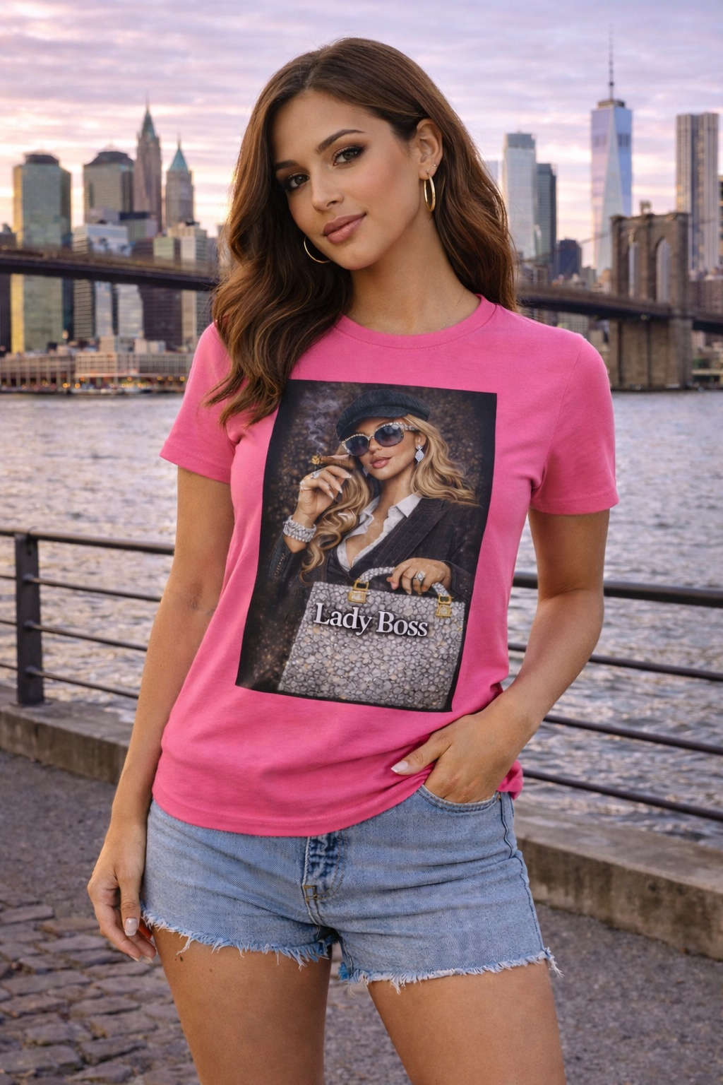 Lady Boss Graphic Tee — Glamorous Fashion Girl with 'Women's Favorite' Handbag