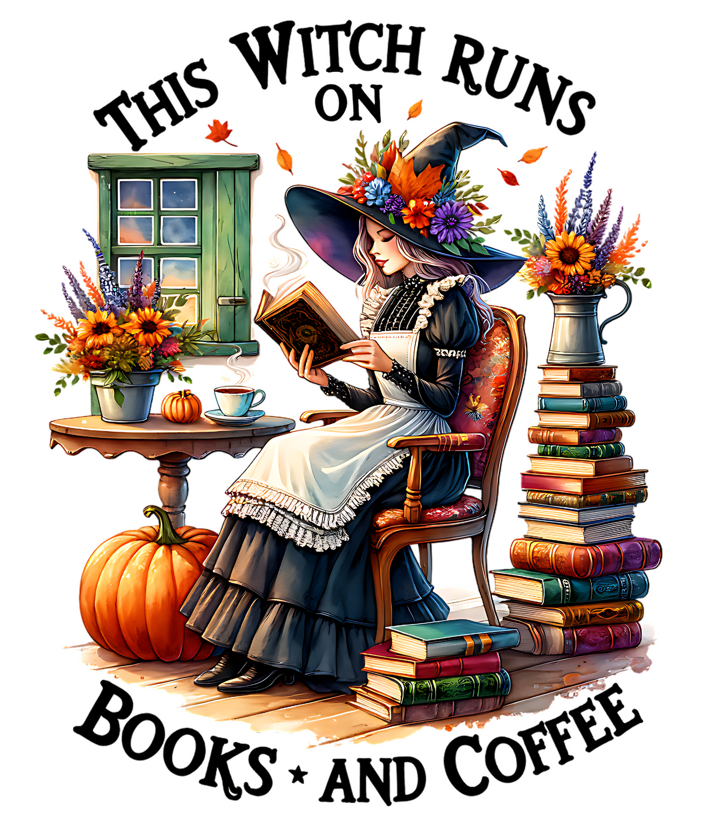 This Witch Runs On Books And Coffee