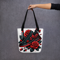 Bold Feminine Tote Bag with Roses & Sneakers