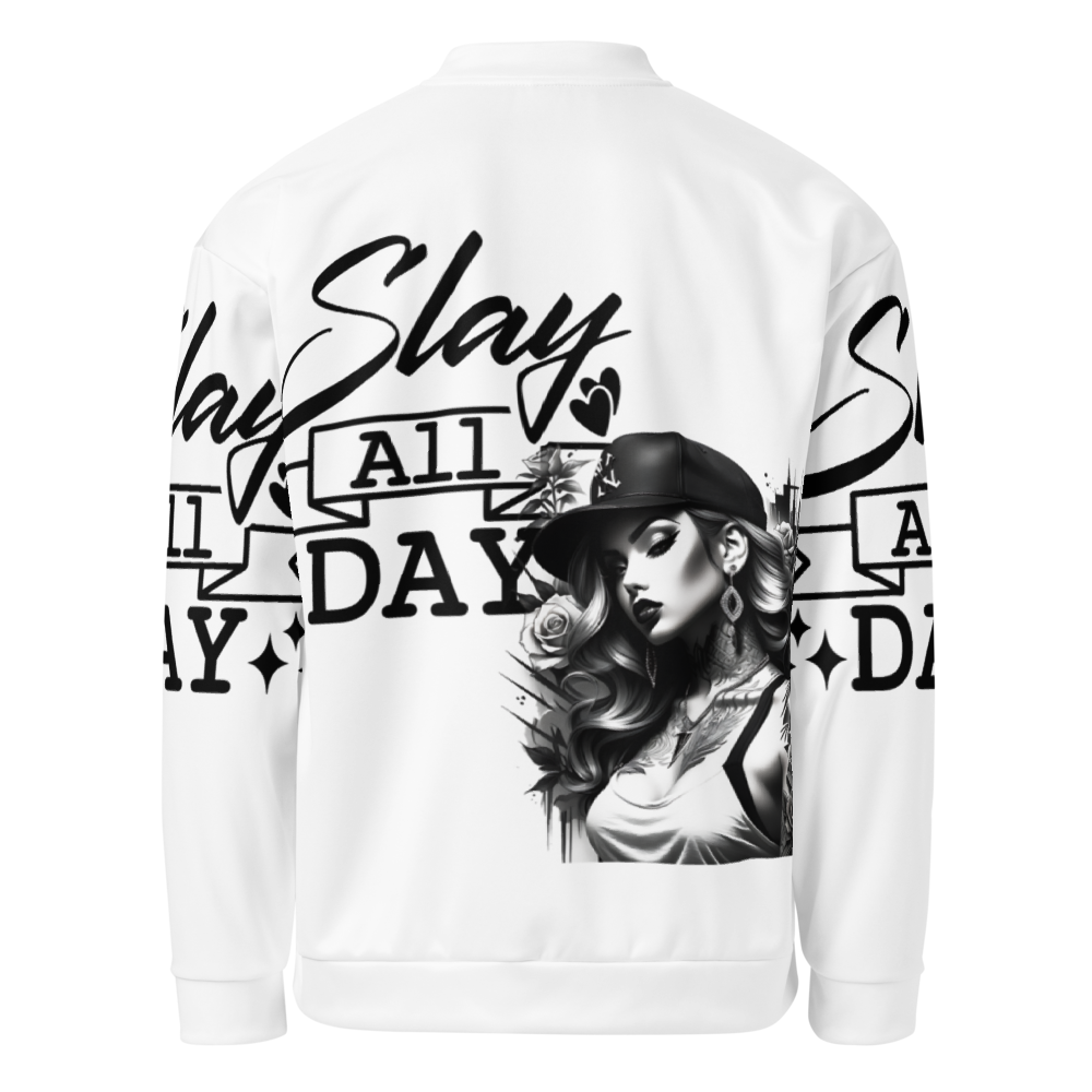 🔥 Slay All Day Premium Bomber Jacket – Confidence in Every Stitch