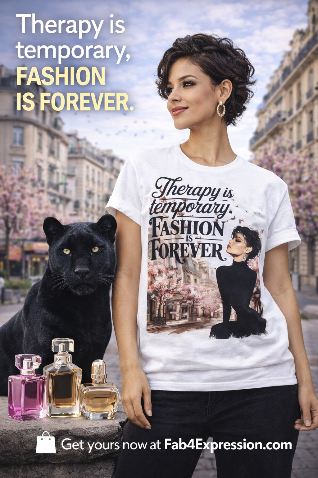 Fashion Therapy Tee — "Therapy Is Temporary, Fashion Is Forever" Women's Graphic Shirt