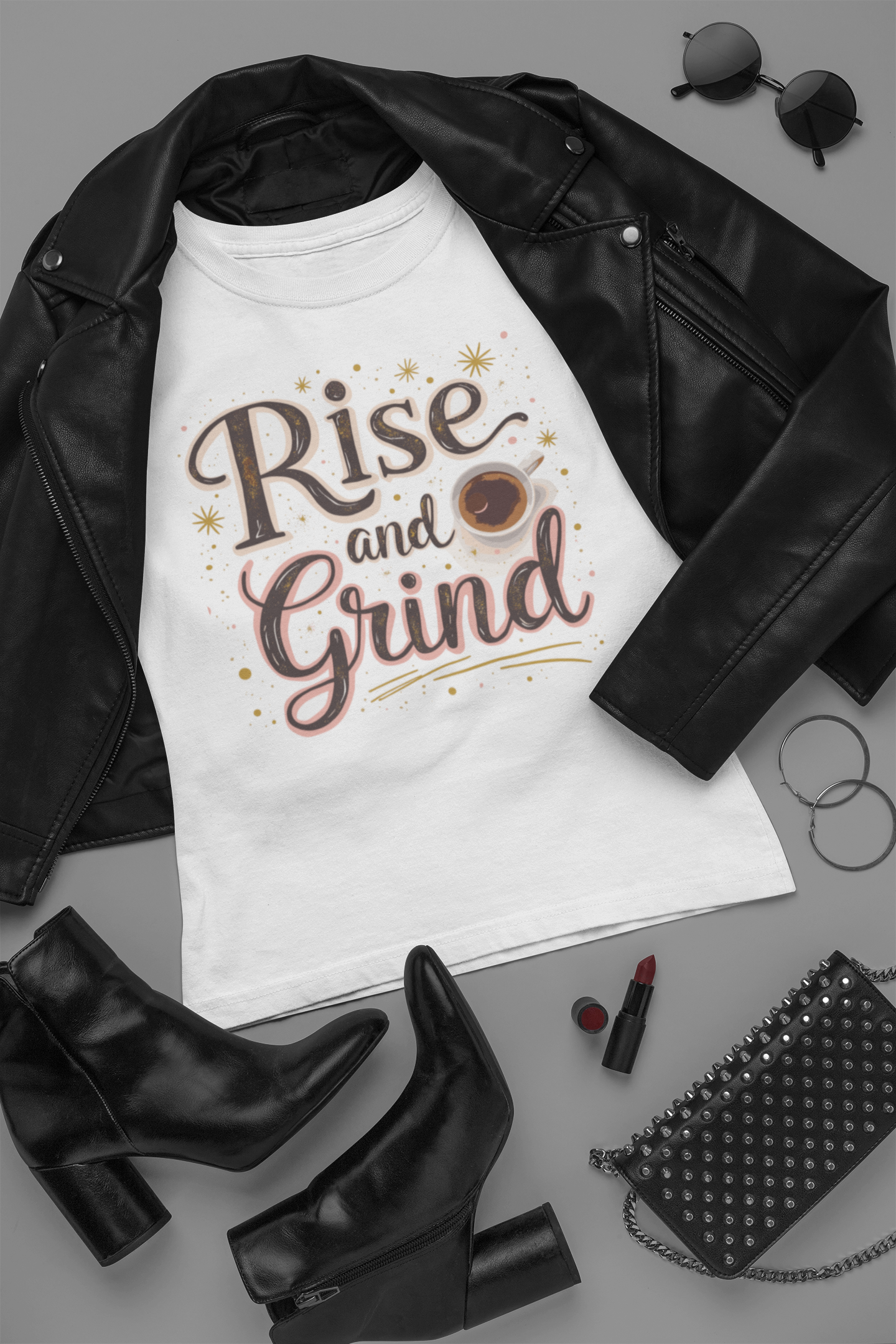 Rise and Grind” Motivational Coffee Tee