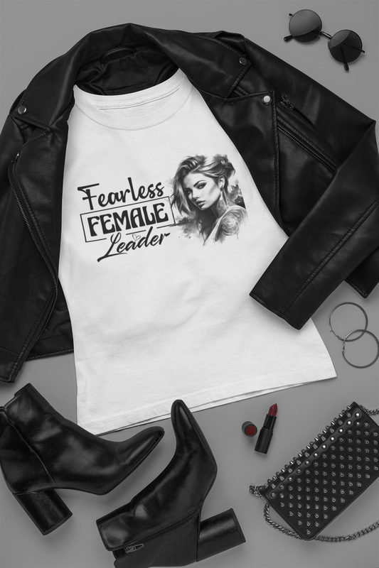 “Fearless Female Leader – Empowerment Graphic Tee / Tattoo-Style Art Shirt”
