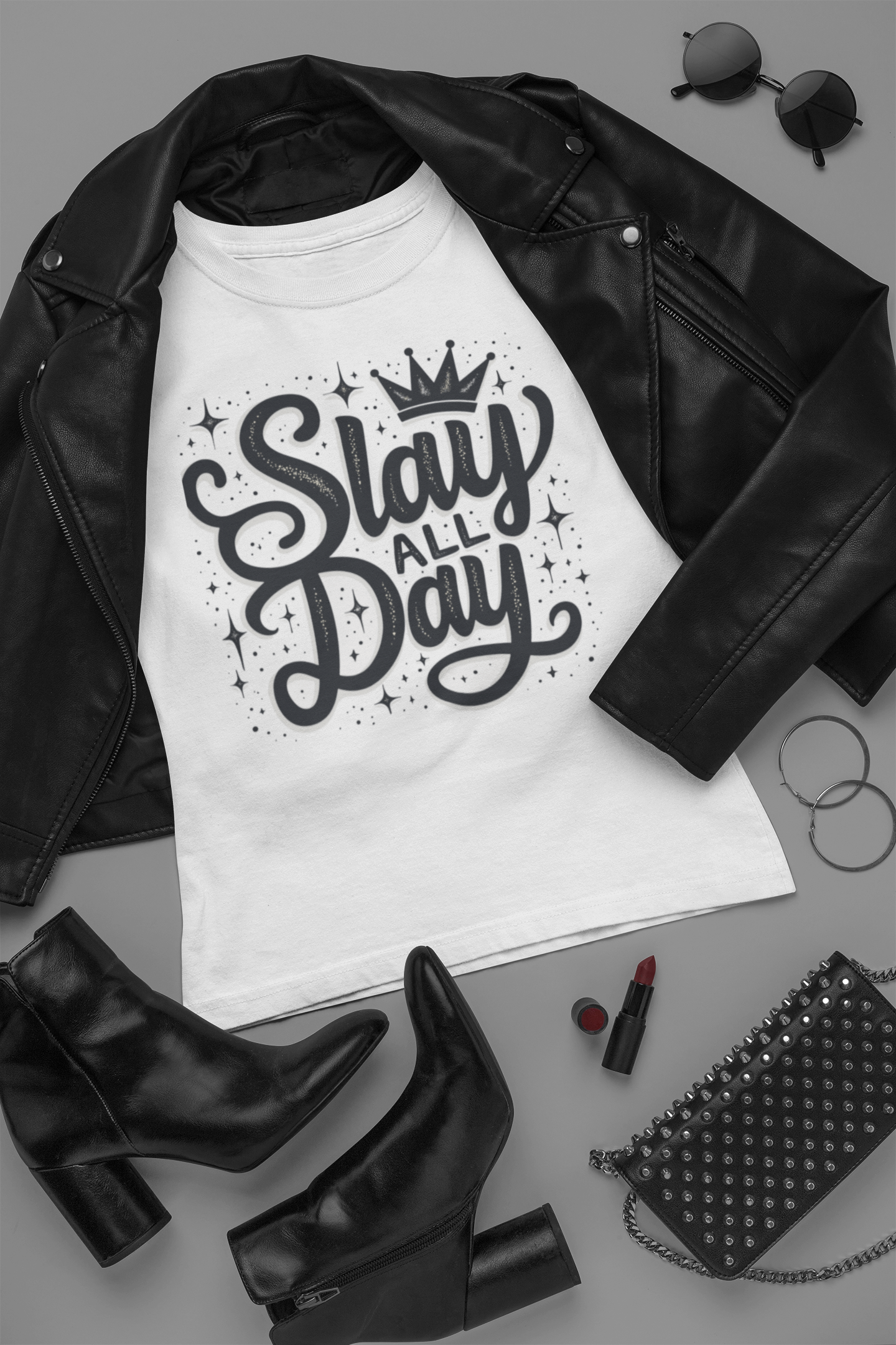 “Slay All Day” Motivational T-Shirt – Boss Babe Aesthetic